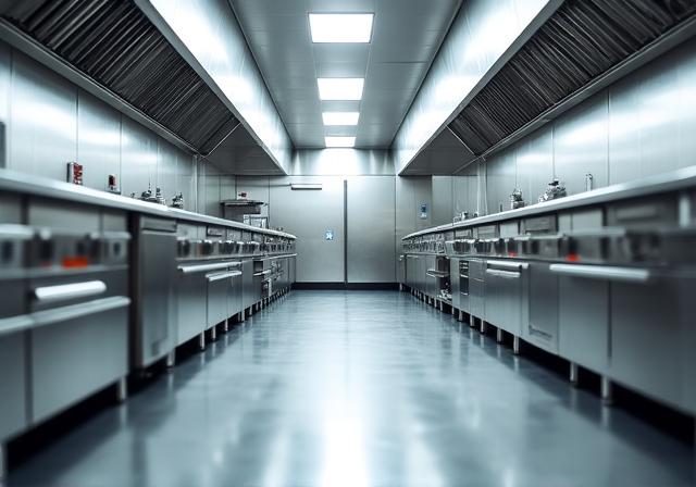 Limpieza profunda y desengrase de cocina industrial siguiendo normativas sanitarias